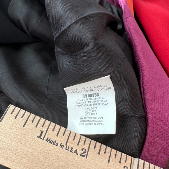VTG David Warren‎ Petites Colorblock Zip Front Jacket Red Orange Purple Size 8P - Picture 6 of 7